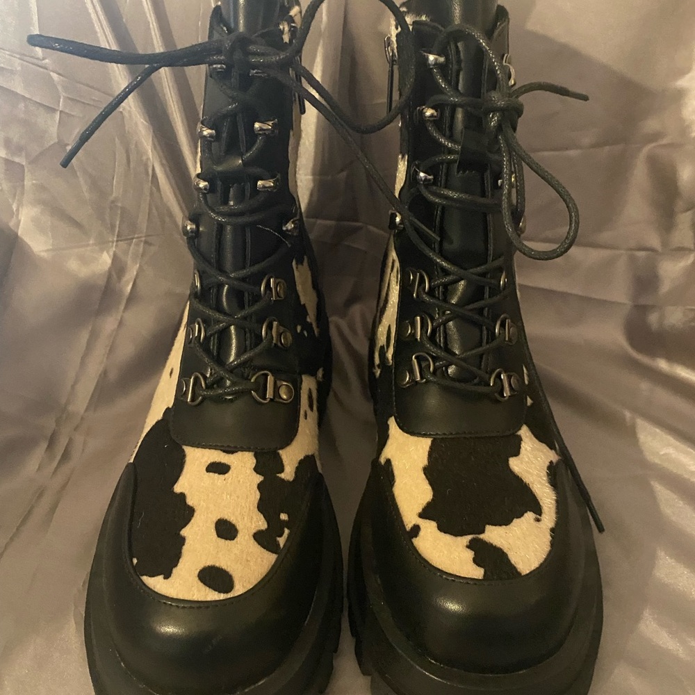 Cow print boots
